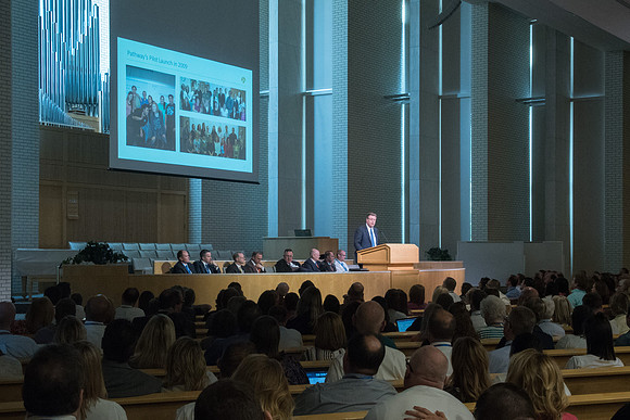 President Clark G. Gilbert gives the final Keynote Address in the Taylor Chapel.