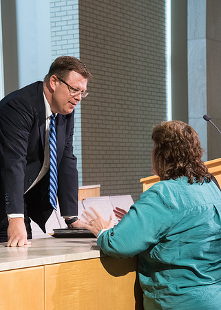 President Clark G. Gilbert speaks to an Online Instructor after his Keynote Address in the Taylor Chapel.