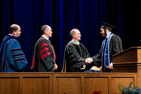Graduates during convocation for the College of Physical Science and Engineering.