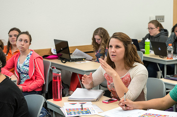 Teacher Education Instructor Mike Christoperson teaches a class dealing with learning disabilities.