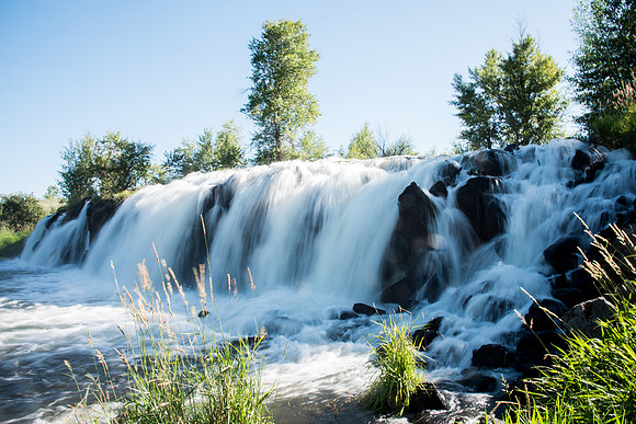 Monkey Rock, waterfall 3 miles north of Newdale, Idaho.