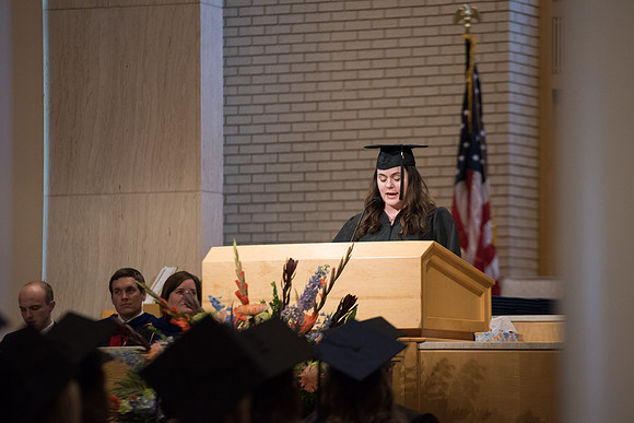 BYU-Idaho graduate during the Interdisciplinary Studies Convocation. Susannah Whittaker. Jul 2018
