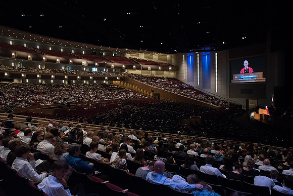 Elder Kim B. Clark, General Authority Seventy and Commissioner of the Church Educational System speaks at Commencement Services in the BYU-Idaho Center.