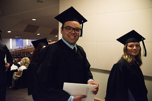 Douglas Jankowski during the Recessional after Commencement Services in the BYU-Idaho Center.