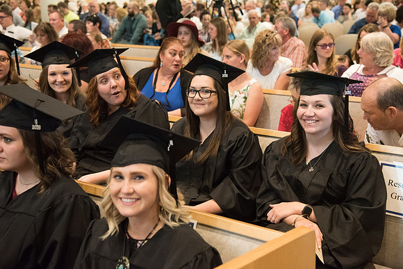 Graduates gather for the Convocation of the Home and Family in the Taylor Chapel.