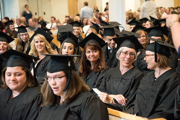 Graduates gather for the Convocation of the Home and Family in the Taylor Chapel.