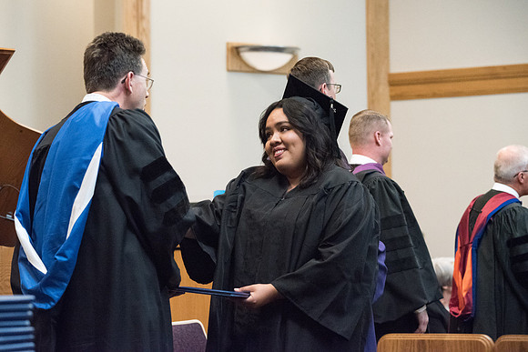 Graduates receive their Diploma at Convocation of the Sociology and Social Work/Psychology in the Hinckley Chapel. July 2018