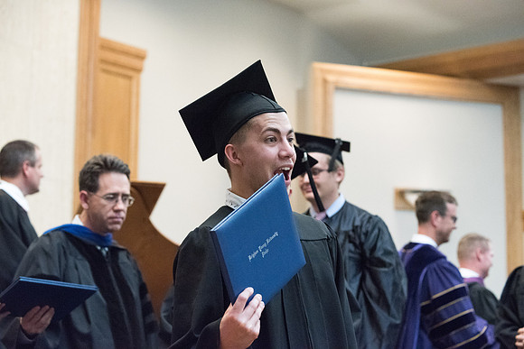 Graduates receive their Diploma at Convocation of the Sociology and Social Work/Psychology in the Hinckley Chapel. July 2018