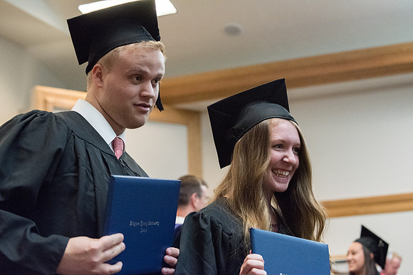Graduates receive their Diploma at Convocation of the Sociology and Social Work/Psychology in the Hinckley Chapel. July 2018