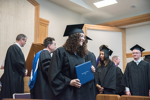 Graduates receive their Diploma at Convocation of the Sociology and Social Work/Psychology in the Hinckley Chapel. July 2018