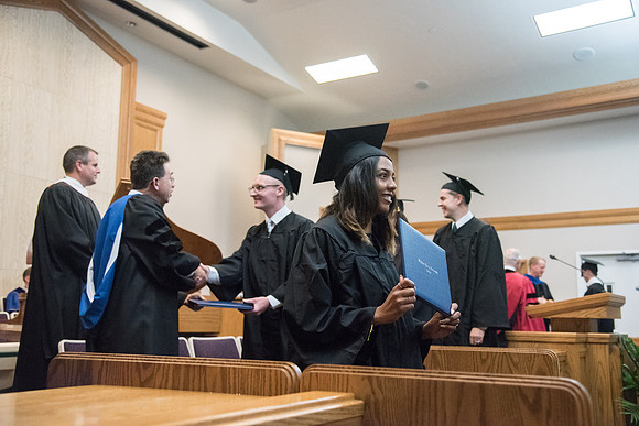 Graduates receive their Diploma at Convocation of the Sociology and Social Work/Psychology in the Hinckley Chapel. July 2018