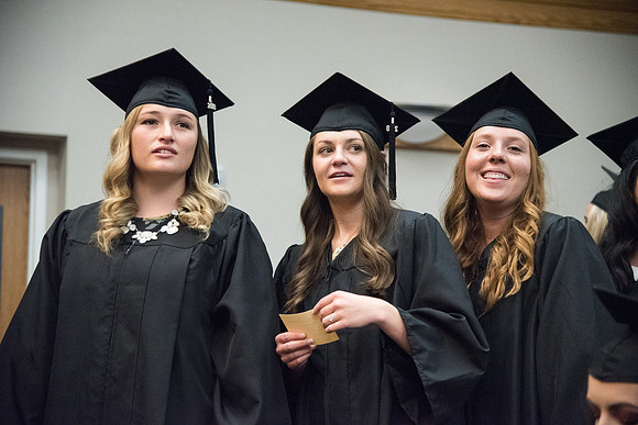 Graduates gather to receive their Diploma at the Convocation of the Sociology and Social Work/Psychology in the Hinckley Chapel. July 2018