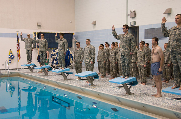 ROTC water training exercise in the Hart Pool.