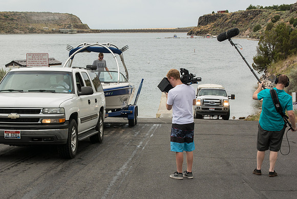 Waterskiing at Ririe Reservoir with BYU-Idaho's President Henry J Eyring. Video shoot for his Fall semester devotional promo video. - Aug 2019