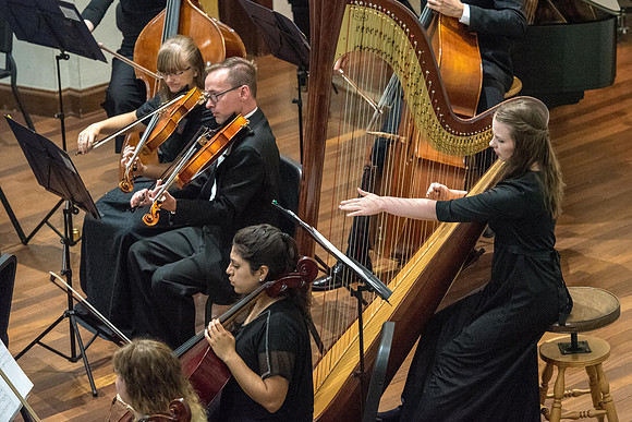 BYU-Idaho Orchestra made up of 24 talented musicians tours the Great Lakes region under direction of Dr. Dallin Hansen. Concert in Rockford, Illinois at the Mendelsohn Performing Arts Center.