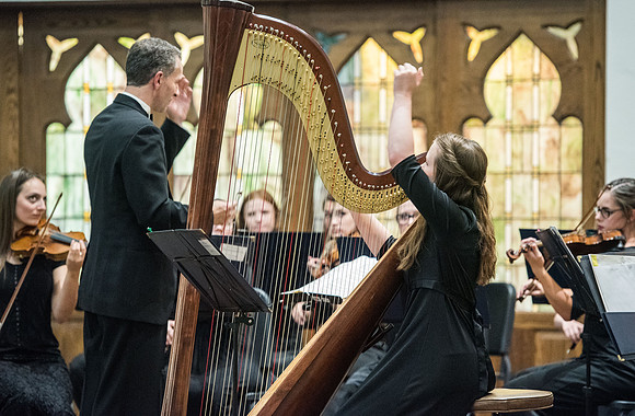 BYU-Idaho Orchestra made up of 24 talented musicians tours the Great Lakes region under direction of Dr. Dallin Hansen. Concert in Rockford, Illinois at the Mendelsohn Performing Arts Center.