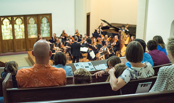 BYU-Idaho Orchestra made up of 24 talented musicians tours the Great Lakes region under direction of Dr. Dallin Hansen. Concert in Rockford, Illinois at the Mendelsohn Performing Arts Center.