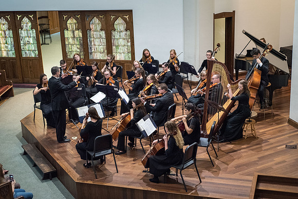 BYU-Idaho Orchestra made up of 24 talented musicians tours the Great Lakes region under direction of Dr. Dallin Hansen. Concert in Rockford, Illinois at the Mendelsohn Performing Arts Center.