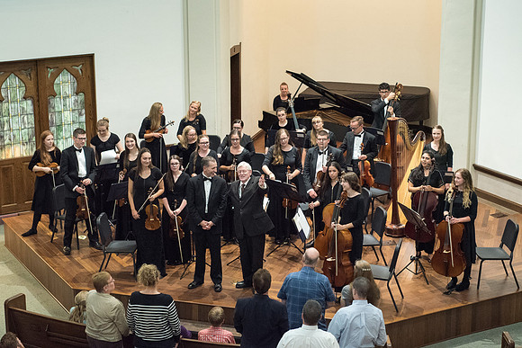 BYU-Idaho Orchestra made up of 24 talented musicians tours the Great Lakes region under direction of Dr. Dallin Hansen. Concert in Rockford, Illinois at the Mendelsohn Performing Arts Center.