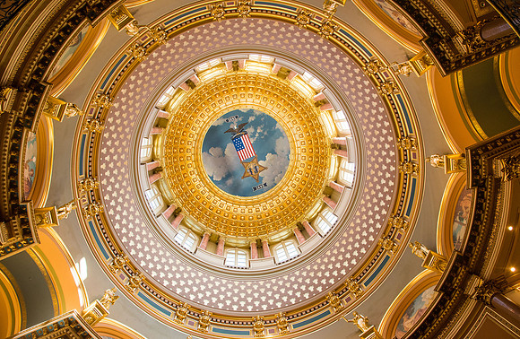 BYU-Idaho Orchestra made up of 24 talented musicians tours the Great Lakes region under direction of Dr. Dallin Hansen. Tour of Iowa State Capitol Building in Des Moines, IA.
