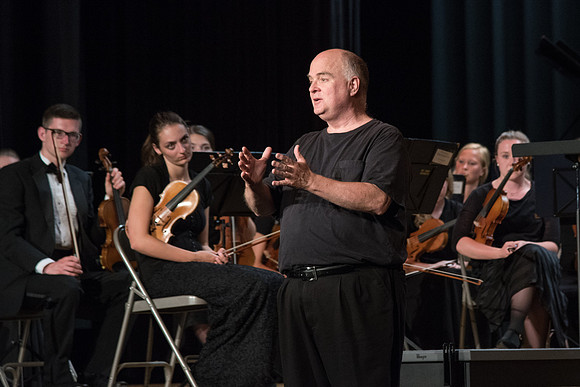 BYU-Idaho Orchestra made up of 24 talented musicians tours the Great Lakes region under direction of Dr. Dallin Hansen. Concert in Des Moines, Iowa at the Central Campus High School Auditorium.
