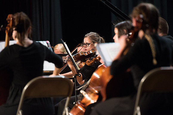 BYU-Idaho Orchestra made up of 24 talented musicians tours the Great Lakes region under direction of Dr. Dallin Hansen. Concert in Des Moines, Iowa at the Central Campus High School Auditorium.