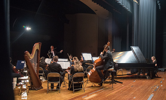 BYU-Idaho Orchestra made up of 24 talented musicians tours the Great Lakes region under direction of Dr. Dallin Hansen. Concert in Des Moines, Iowa at the Central Campus High School Auditorium.