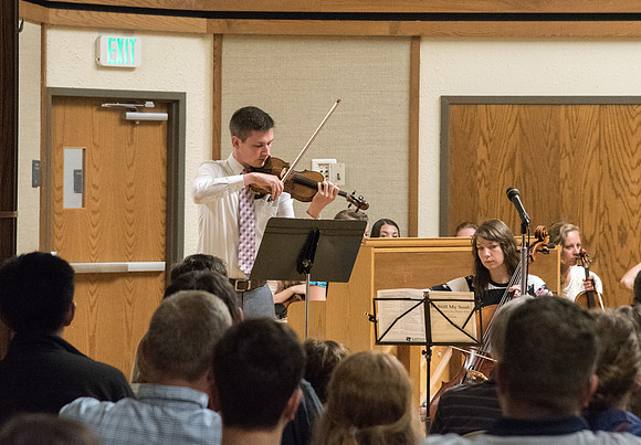 BYU-Idaho Orchestra made up of 24 talented musicians tours the Great Lakes region under direction of Dr. Dallin Hansen. Fireside at St. Cloud, Minnesota, LDS Stake Center.