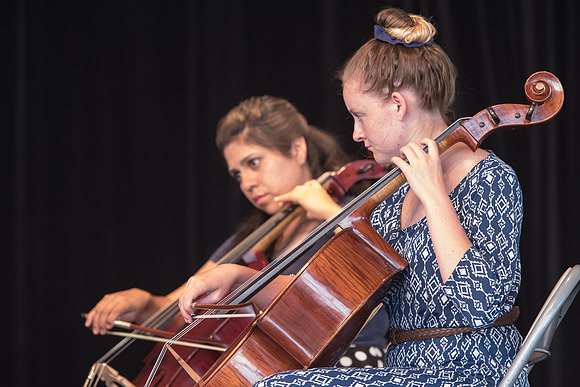 BYU-Idaho Orchestra made up of 24 talented musicians tours the Great Lakes region under direction of Dr. Dallin Hansen. Concert at Como Park in St Paul Minnesota.