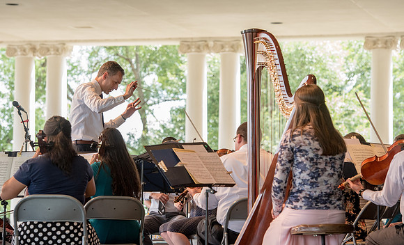 BYU-Idaho Orchestra made up of 24 talented musicians tours the Great Lakes region under direction of Dr. Dallin Hansen. Concert at Como Park in St Paul Minnesota.