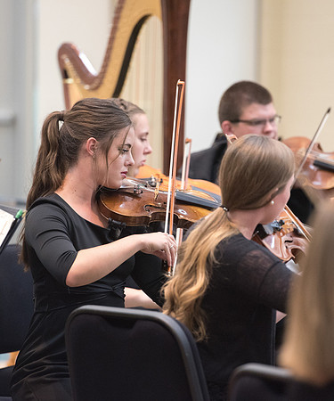 BYU-Idaho Orchestra made up of 24 talented musicians tours the Great Lakes region under direction of Dr. Dallin Hansen. Concert at University Wisconsin, Marshfield.