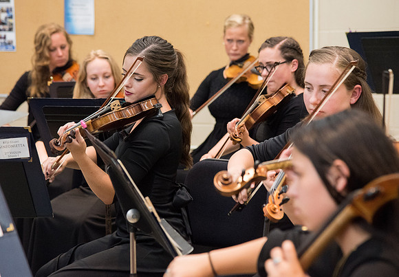 BYU-Idaho Orchestra made up of 24 talented musicians tours the Great Lakes region under direction of Dr. Dallin Hansen. Concert at University Wisconsin, Marshfield.