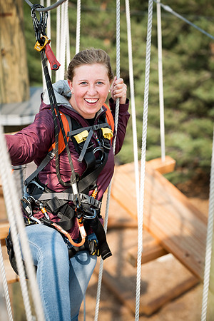 BYUI Students climbing around the ropes course by the upper fields in the summer of 2021.
