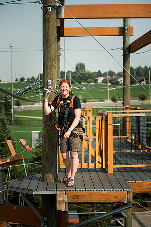 BYUI Students climbing around the ropes course by the upper fields in the summer of 2021.