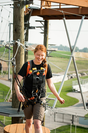 BYUI Students climbing around the ropes course by the upper fields in the summer of 2021.
