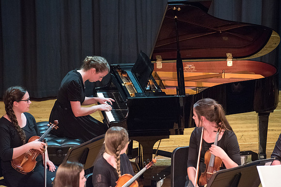 BYU-Idaho Orchestra made up of 24 talented musicians tours the Great Lakes region under direction of Dr. Dallin Hansen. Concert at Algoma Pefrorming Arts Center in Algoma, Wisconsin.