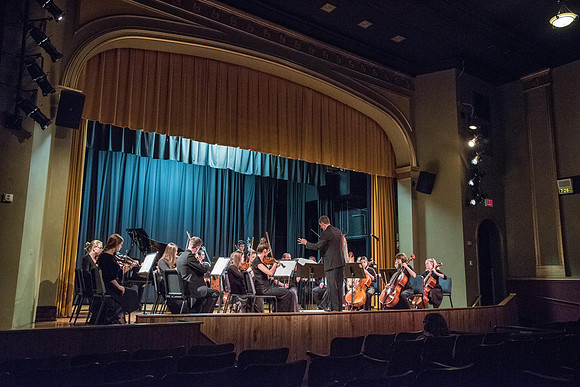 BYU-Idaho Orchestra made up of 24 talented musicians tours the Great Lakes region under direction of Dr. Dallin Hansen. Concert at Algoma Pefrorming Arts Center in Algoma, Wisconsin.