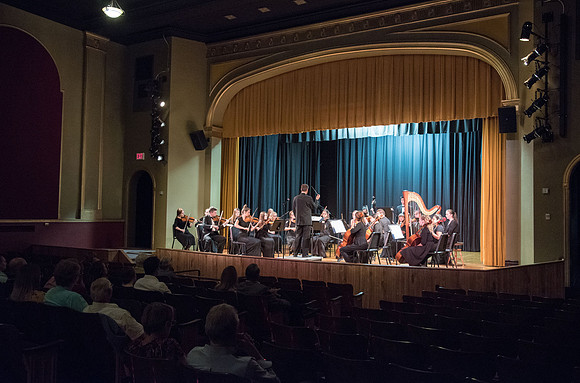 BYU-Idaho Orchestra made up of 24 talented musicians tours the Great Lakes region under direction of Dr. Dallin Hansen. Concert at Algoma Pefrorming Arts Center in Algoma, Wisconsin.