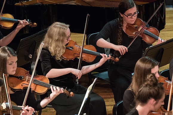 BYU-Idaho Orchestra made up of 24 talented musicians tours the Great Lakes region under direction of Dr. Dallin Hansen. Concert at Algoma Pefrorming Arts Center in Algoma, Wisconsin.