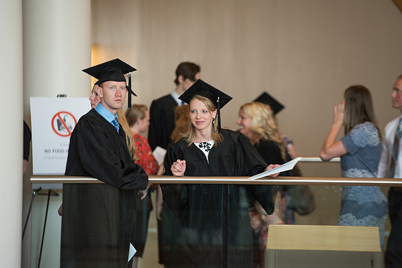 Graduates with their family and friends after the Commencement Service.