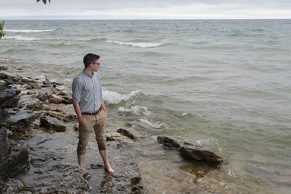 Scenic drive along the Lake Michigan and Green Bay peninsula in Wisconsin.