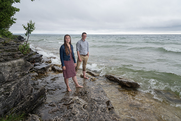 Scenic drive along the Lake Michigan and Green Bay peninsula in Wisconsin.