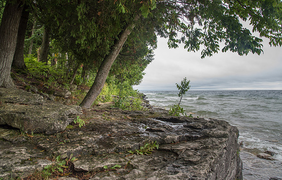 Scenic drive along the Lake Michigan and Green Bay peninsula in Wisconsin.