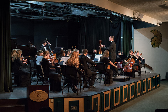BYU-Idaho Orchestra made up of 24 talented musicians tours the Great Lakes region under direction of Dr. Dallin Hansen. Concert in Oshkosh, Wisconsin at the North High School Auditorium.