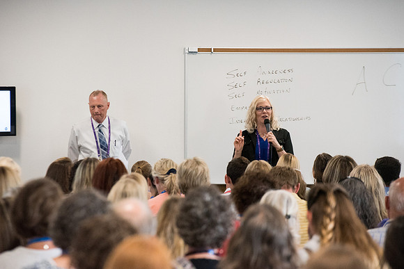 Presenters Richard and Cheri Himmer teach "The Five Tenets of Emotional Intelligence" in the Austin building.