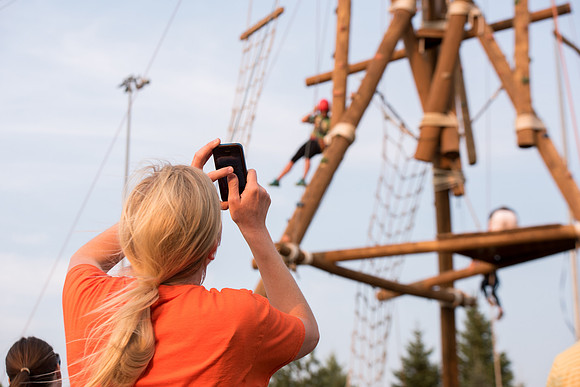 Strengthening individuals and families through lifelong learning through the BYU-Idaho Ropes Course at Education Week.