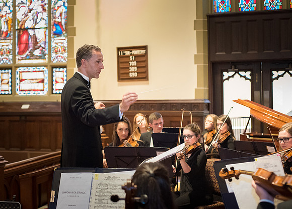 BYU-Idaho Orchestra made up of 24 talented musicians tours the Great Lakes region under direction of Dr. Dallin Hansen. Concert at the Grace Episcopal Church in Madison, Wisconsin.