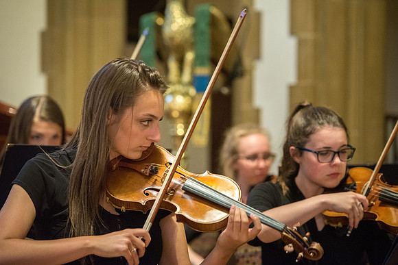 BYU-Idaho Orchestra made up of 24 talented musicians tours the Great Lakes region under direction of Dr. Dallin Hansen. Concert at the Grace Episcopal Church in Madison, Wisconsin.