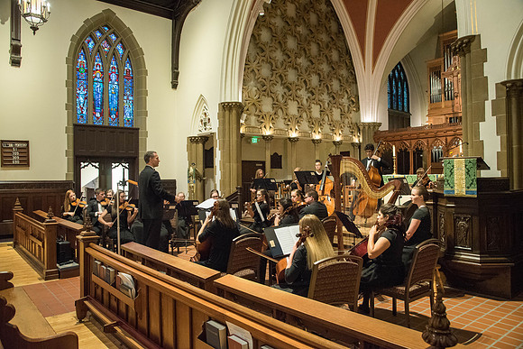 BYU-Idaho Orchestra made up of 24 talented musicians tours the Great Lakes region under direction of Dr. Dallin Hansen. Concert at the Grace Episcopal Church in Madison, Wisconsin.