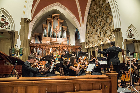 BYU-Idaho Orchestra made up of 24 talented musicians tours the Great Lakes region under direction of Dr. Dallin Hansen. Concert at the Grace Episcopal Church in Madison, Wisconsin.